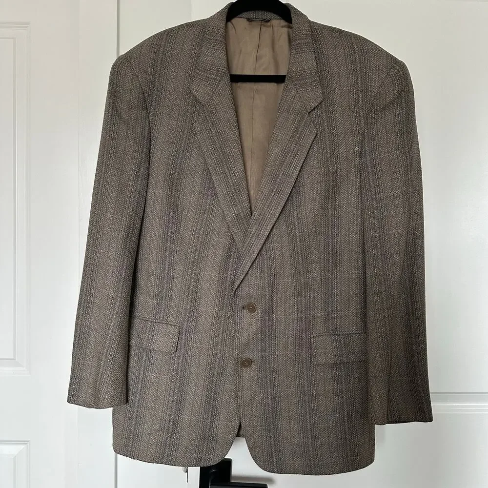 Vintage Christian Dior Monsieur (46R) Brown Tweed Wool Blazer Quiet Luxury